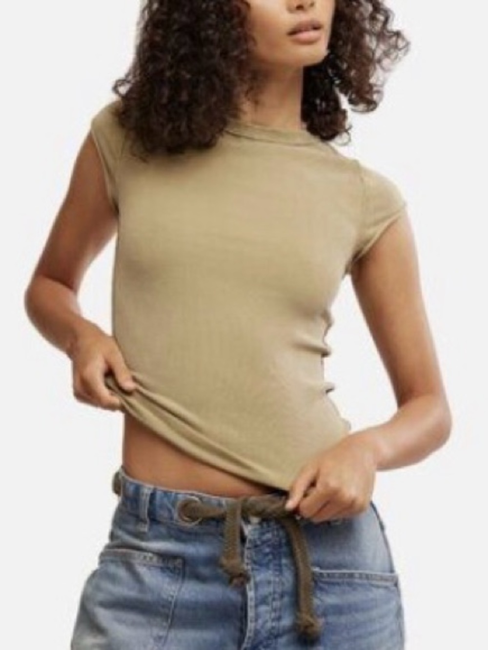 We The Free by Free People Python Green Short Sleeve Tee Top Women’s M NWT